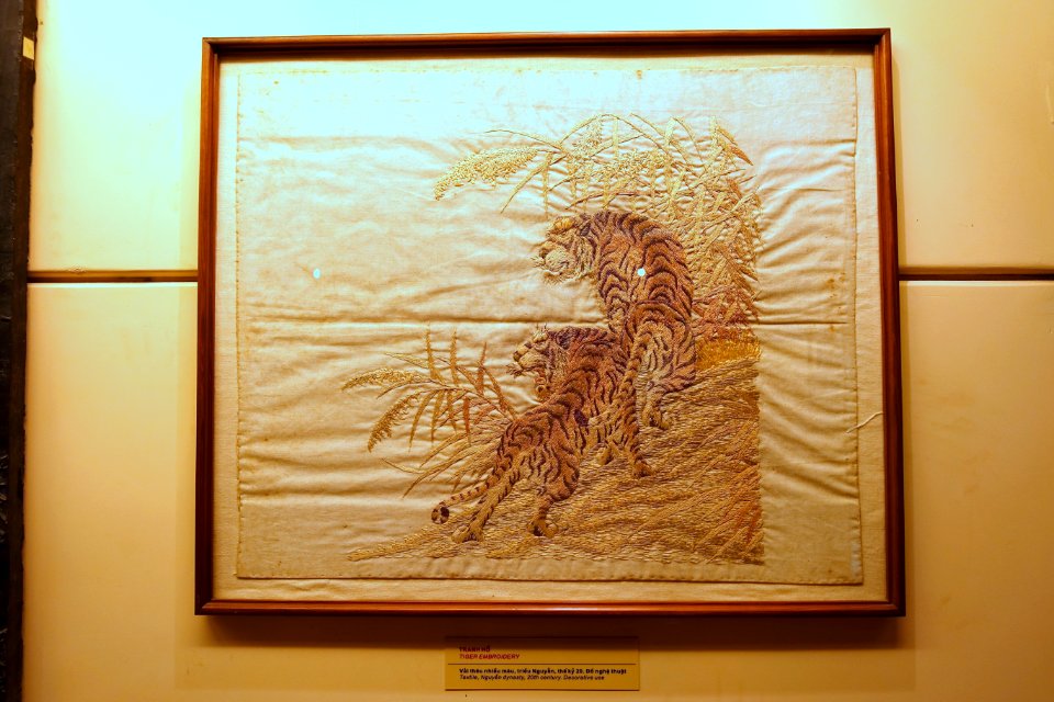 Tiger embroidery, Nguyen dynasty, 20th century - National Museum of Vietnamese History - Hanoi, Vietnam - DSC05589
