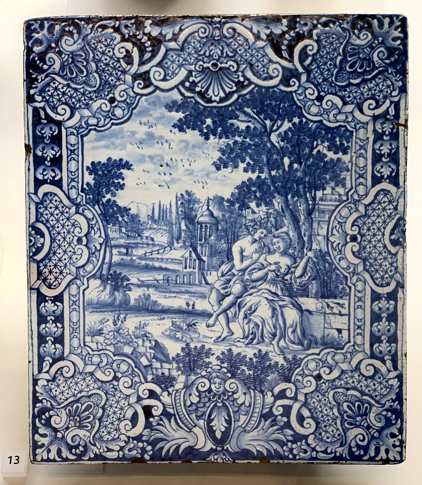 Tile with garden scene, Isfahan or Tehran, c1880-1885