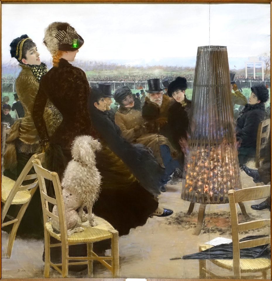 The Races at the Bois de Boulogne, by Giuseppe De Nittis, 1881, detail 2 of 3 - Galleria nazionale d'arte moderna - Rome, Italy - DSC05539