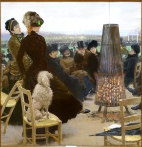The Races at the Bois de Boulogne, by Giuseppe De Nittis, 1881, detail 2 of 3 - Galleria nazionale d'arte moderna - Rome, Italy - DSC05539