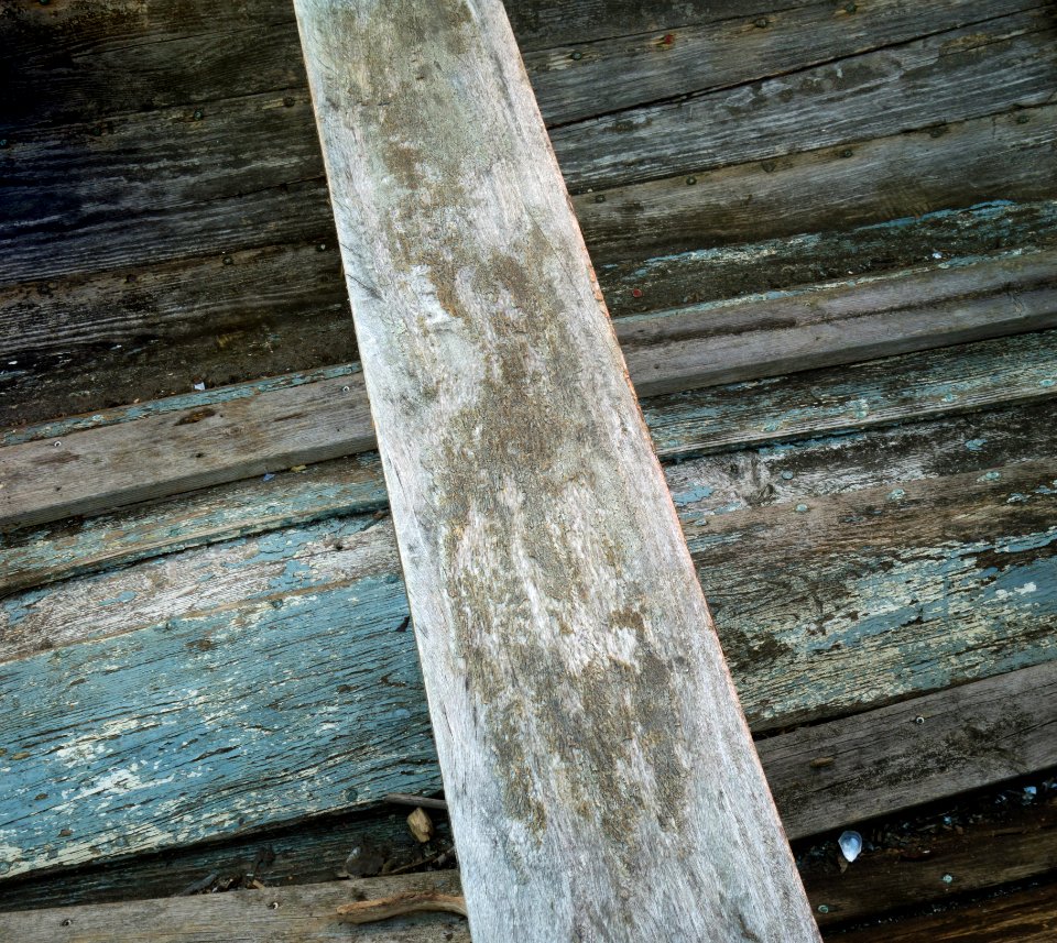 Thwart and bottom of an old wooden skiff