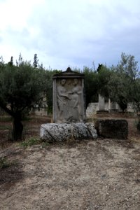 The replica of the Relief of Eukoline at Kerameikos Cemetery on 27 June 2018