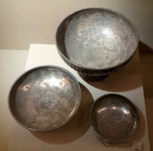 Three bowls, Iran, Sasanian dynasty, about 6th century AD, silver - Huntington Museum of Art - DSC05031