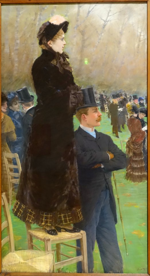 The Races at the Bois de Boulogne, by Giuseppe De Nittis, 1881, detail 1 of 3 - Galleria nazionale d'arte moderna - Rome, Italy - DSC05538