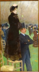 The Races at the Bois de Boulogne, by Giuseppe De Nittis, 1881, detail 1 of 3 - Galleria nazionale d'arte moderna - Rome, Italy - DSC05538