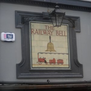 The Railway Bell pub, Surrey Street, Brighton (June 2020) (Sign on Façade)
