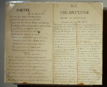 The Spectator No. 2, manuscript by Nathaniel Hawthorne, August 1820 - Peabody Essex Museum - Salem, MA - DSC05063