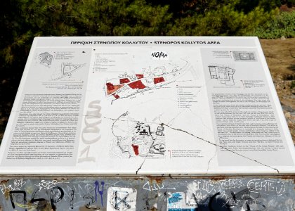 The site marker on Apostolou Pavlou Pedestrian Street about Stenopos Kollytos on August 15, 2020