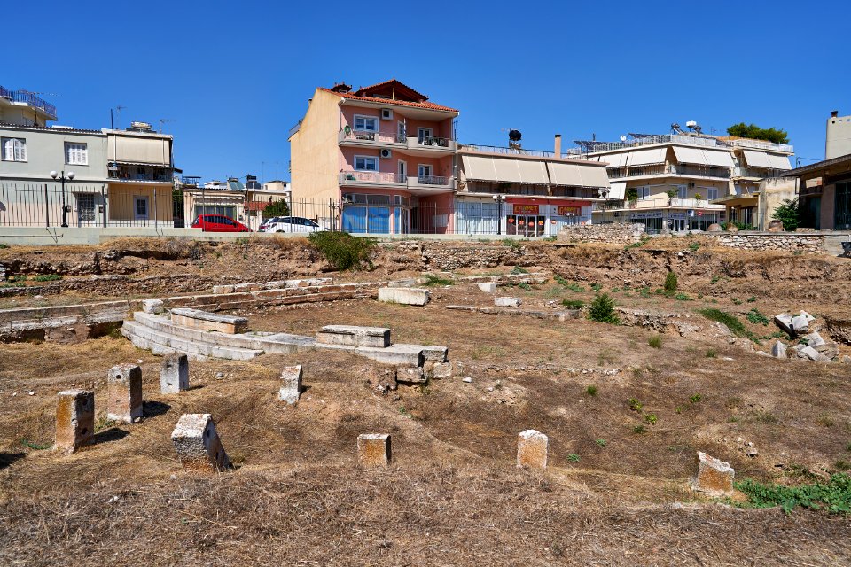 The ruins of the Heroon and the Theatre of the Agora in the Ancient Agora of Argos on September 5, 2020