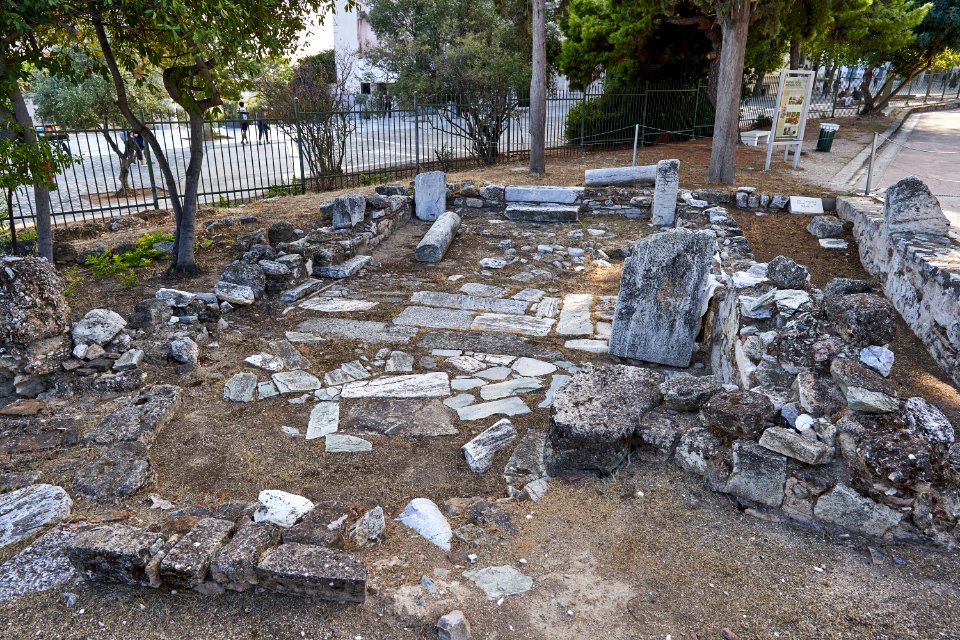 The ruins of the Church of St. Paraskevi under the Acropolis on September 20, 2020