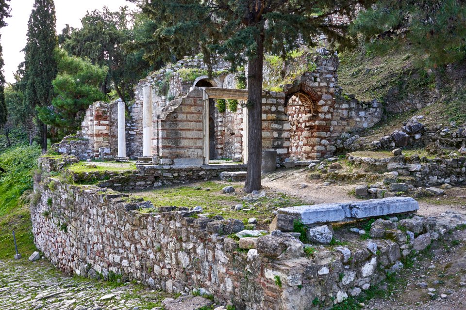 The ruins of the Church of Saint Nicholas or Seraphim on the North Slope of the Acropolis, 5 March 2020