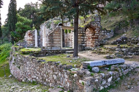 The ruins of the Church of Saint Nicholas or Seraphim on the North Slope of the Acropolis, 5 March 2020 photo