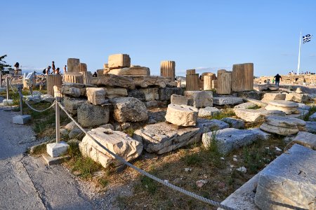 The ruins of the Temple of Rome and Augustus (Athens) on September 20, 2020