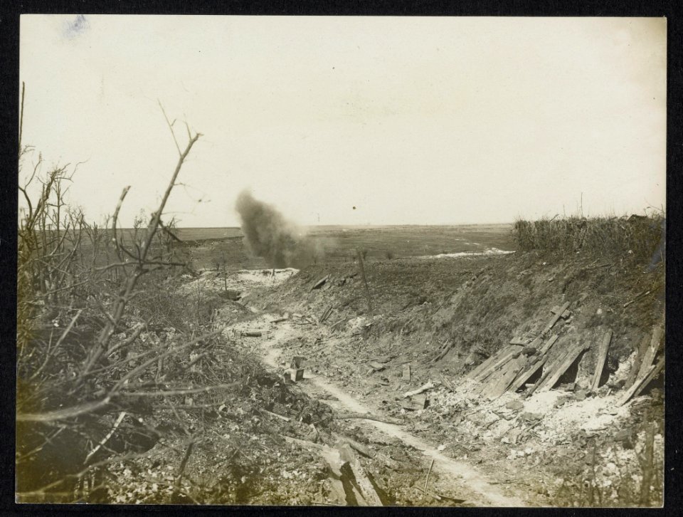 The Road of Death. Sunken road beyond Courcelette, Bestanddeelnr 158-1125