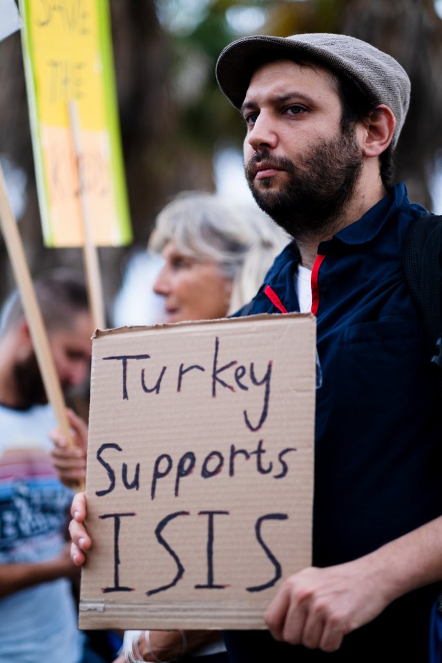 The solidarity protest for Rojava organized by Kurdish Jews on October 15th 2019 in Tel Aviv, Israel 39