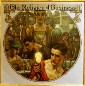 The Religion of Business, by Charles Allan Winter, c. 1915, oil on canvas - Cape Ann Museum - Gloucester, MA - DSC01339