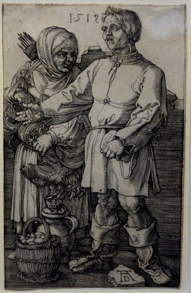 The Peasant and His Wife at Market, by Albrecht Durer, dated 1512, engraving - Fitchburg Art Museum - DSC08915