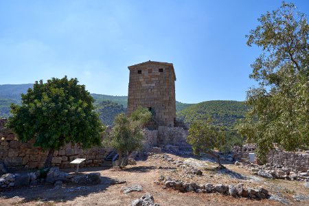 The Southeastern Tower of the Catle of Aigosthena on August 27, 2020