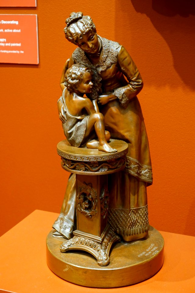 The Photograph by John Rogers (self portrait with wife and child), detail 1, 1878-1879, bronze - Currier Museum of Art - Manchester, NH - DSC08027