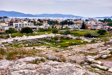 The ruins of the Telesterion at the Sanctuary of Demeter in Eleusis on 5 April 2019