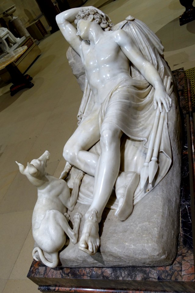 The Sleeping Endymion and his Dog, by Antonio Canova, 1819-1822 - Sculpture Gallery, Chatsworth House - Derbyshire, England - DSC03478