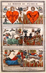 The Sinner's Mirror by Francois Georgin, 1825, epinal print, in L'Ymagier no. 1 - The Carnival of Being (Alfred Jarry at the Morgan) - Morgan Library & Museum - New York City - DSC06824