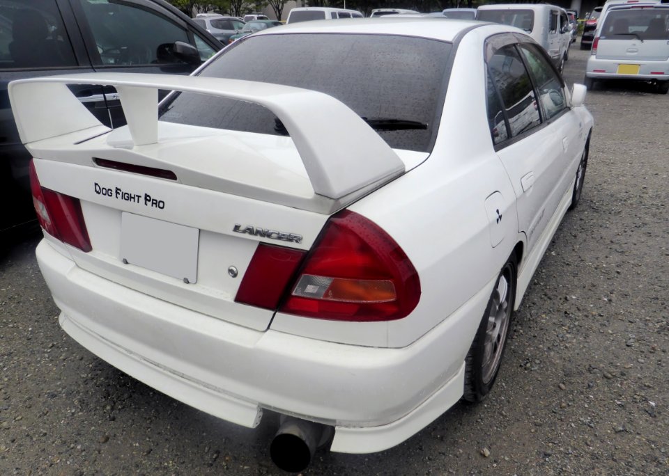 The rearview of Mitsubishi LANCER Evolution IV GSR