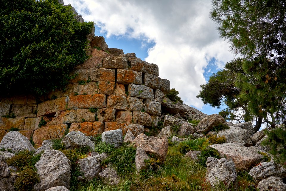 The masonry of the Athenian fortress of Phyle on May 4, 2020