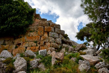 The masonry of the Athenian fortress of Phyle on May 4, 2020