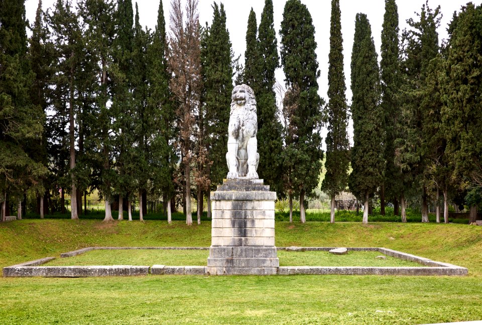 The restored Lion of Chaeronea in Boeotia on 10 April 2019