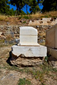 The pedestal statue of Marcus Junius Brutus at the Sanctuary of Amphiaraus in Oropos on July 24, 2020