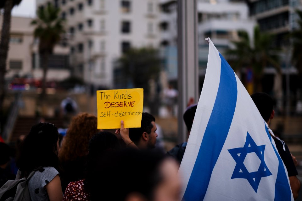 The solidarity protest for Rojava organized by Kurdish Jews on October 15th 2019 in Tel Aviv, Israel 25