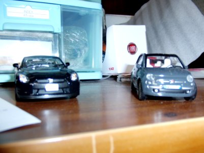 The modelcar of Nissan GT-R (CBA-R35) & FIAT 500C (1)