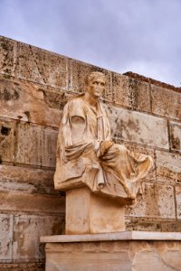 The statue of Menander on December 30, 2019
