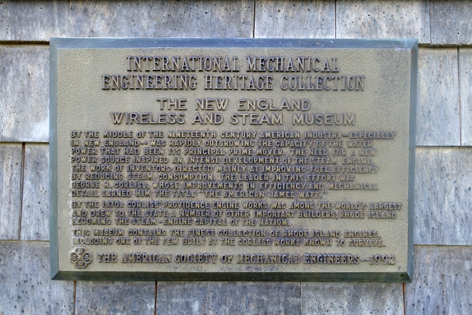 The New England Wireless and Steam Museum, International Mechanical Engineering Heritage Collection - American Society of Mechanical Engineers, 1992 - East Greenwich, RI - DSC06506