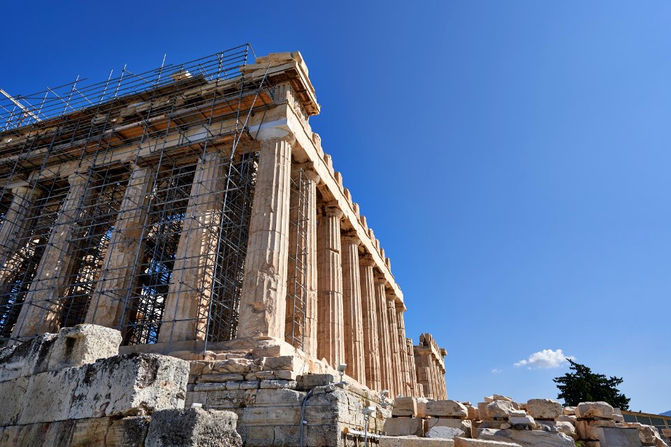 The southwest side of the Parthenon on September 25, 2020