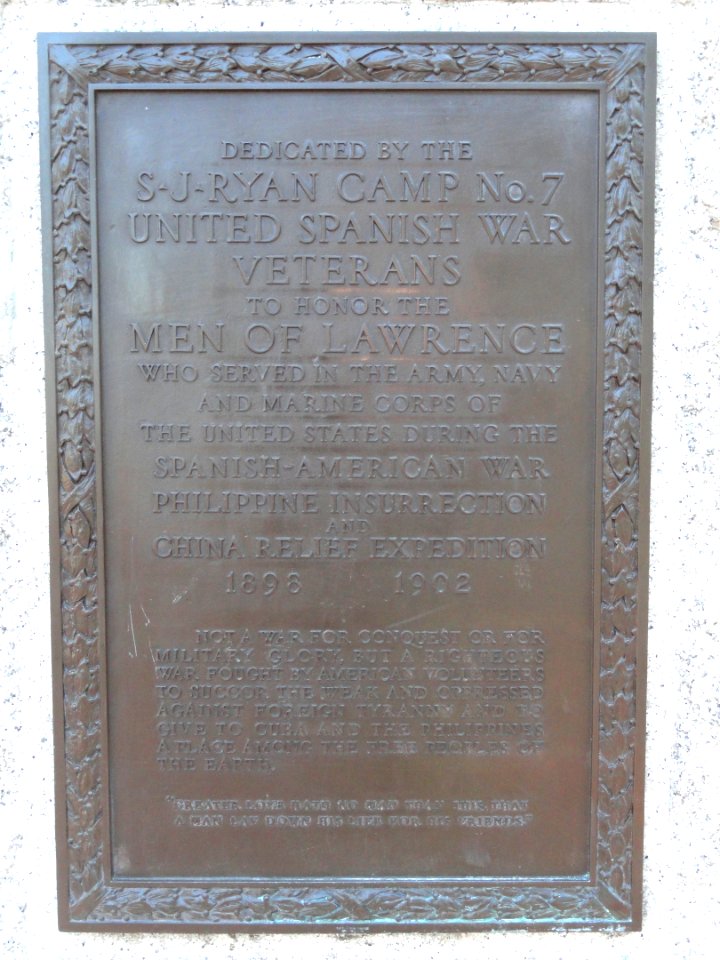 The Spanish War Veteran - plaque - Lawrence, MA - DSC03639