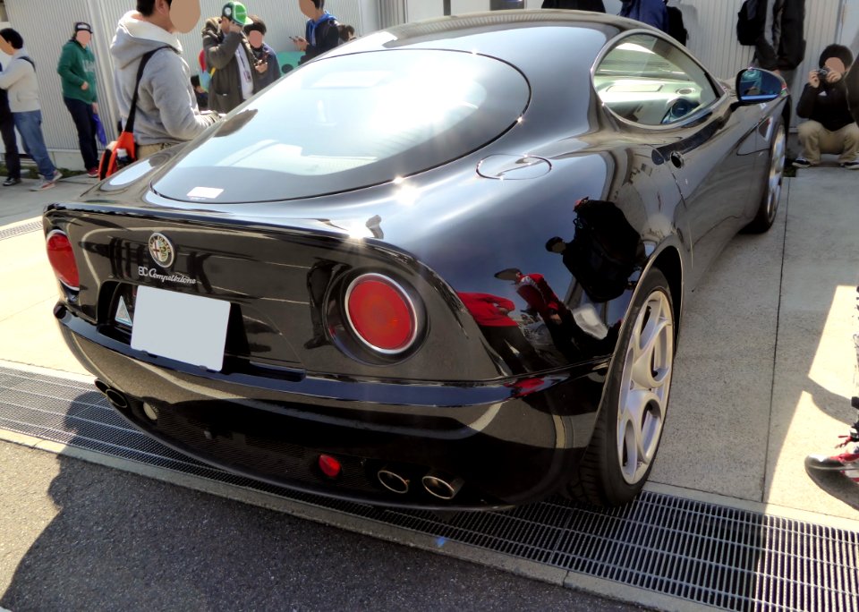 The rearview of black Alfa Romeo 8C Competizione