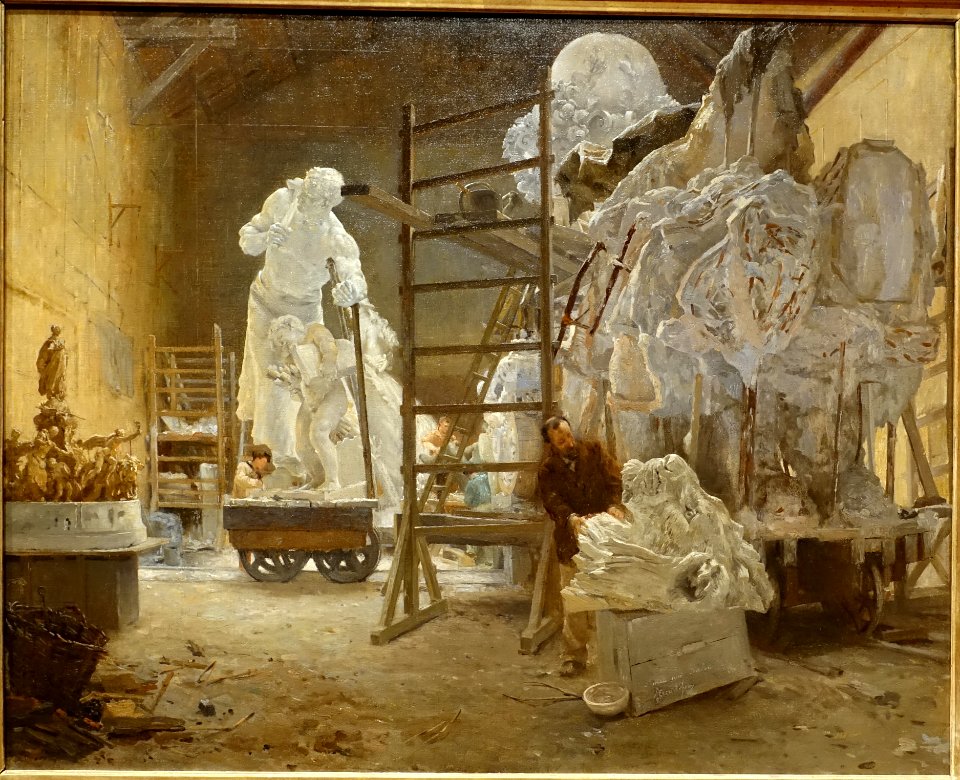 The Studio of Jules Dalou, by Alphonse Gaudefroy, French, 1887, oil on canvas - Middlebury College Museum of Art - Middlebury, VT - DSC08110