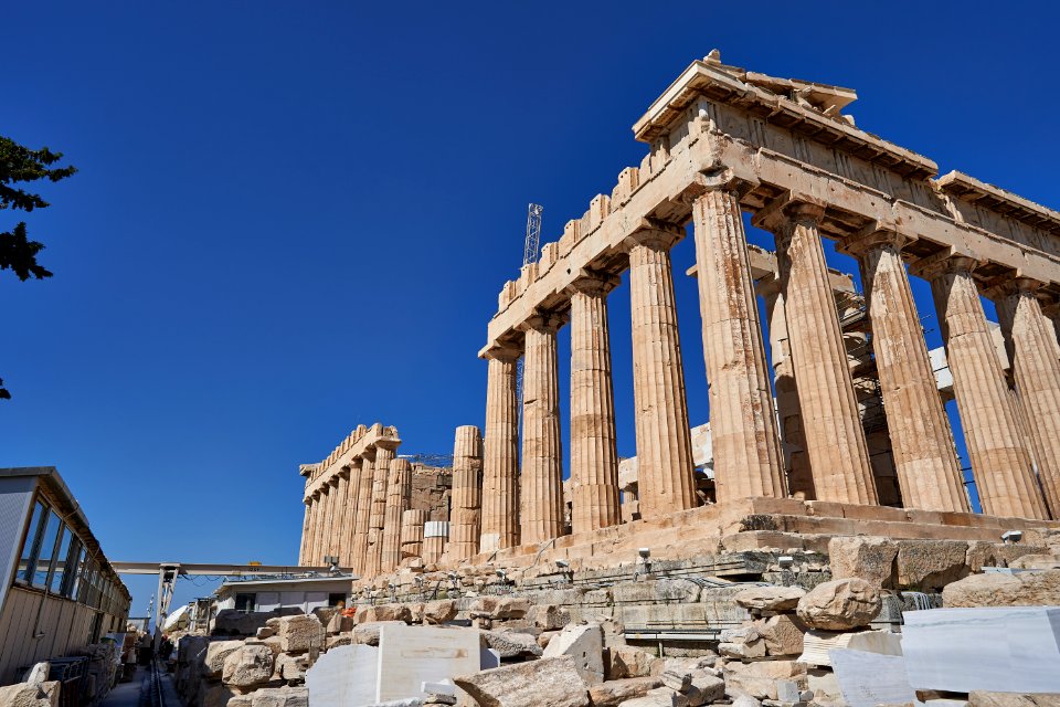 The southeast side of the Parthenon on September 25, 2020