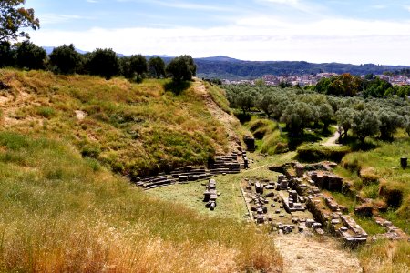The ruins of the ancient Theatre of Sparta on May 15, 2019