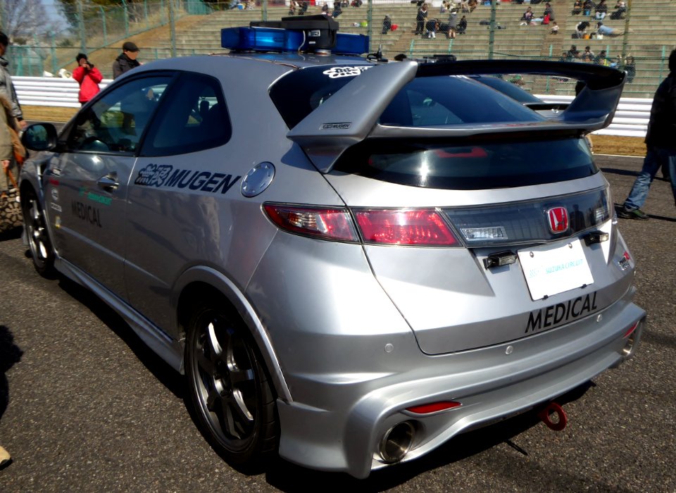 The rearview of MUGEN CIVIC TYPE R EURO (FN2) used as a medical car of Suzuka Circuit