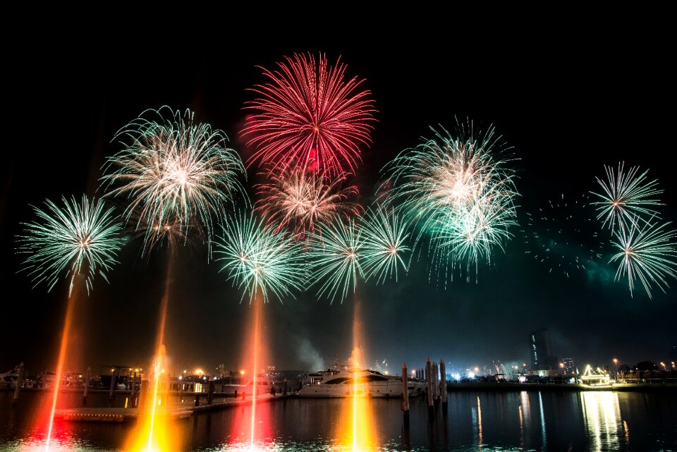 Fireworks marina night