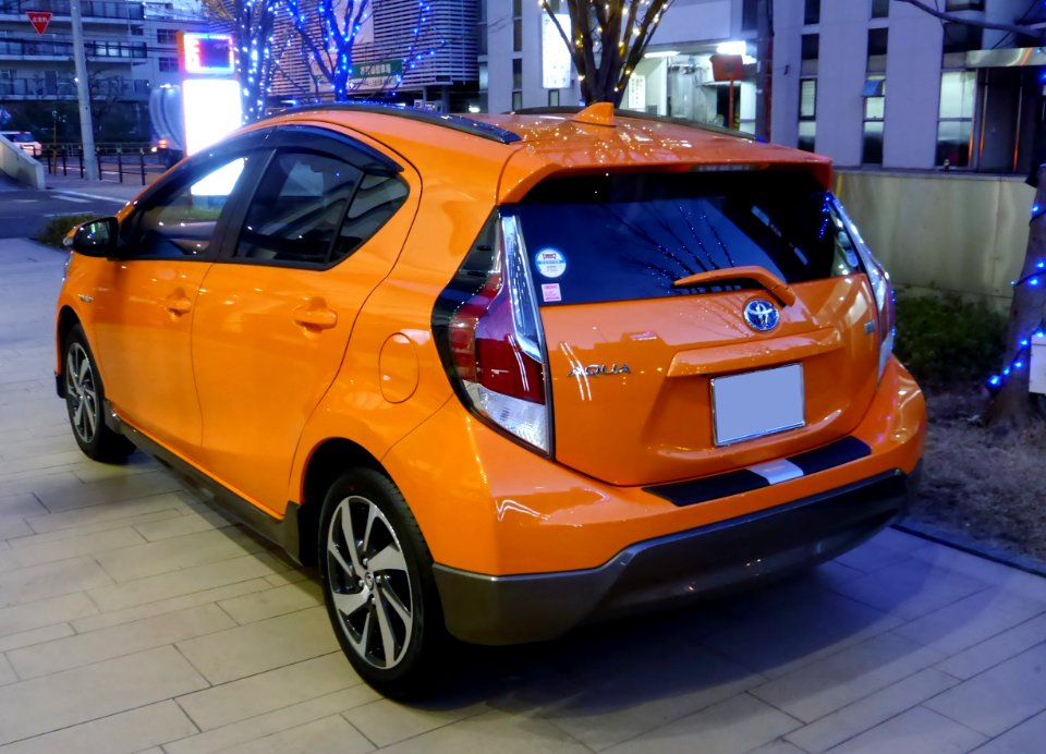 The rearview of Toyota NHP10 AQUA X-URBAN