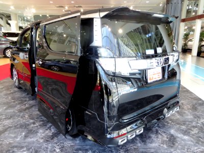 The rearview of Toyota VELLFIRE V 2WD (AGH30W) with "TRD Customize Parts"