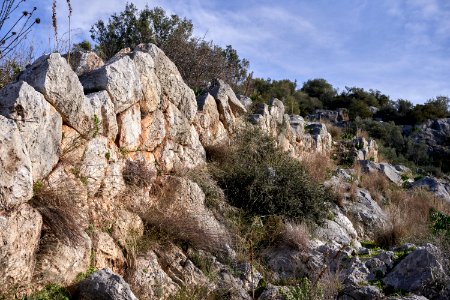 The masonry of the fortification wall of the citadel of Eretria on January 16, 2020