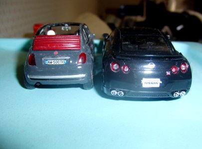 The modelcar of Nissan GT-R (CBA-R35) & FIAT 500C (2)