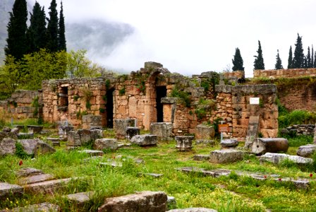 The west shops in the Roman forum of Corinth on 6 April 2019