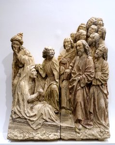 The Raising of St. Lazarus, workshop of Heinrich Brabender, Westphalia, 1510-1520, Baumberg sandstone with traces of polychromy - Museum Schnütgen - Cologne, Germany - DSC09878