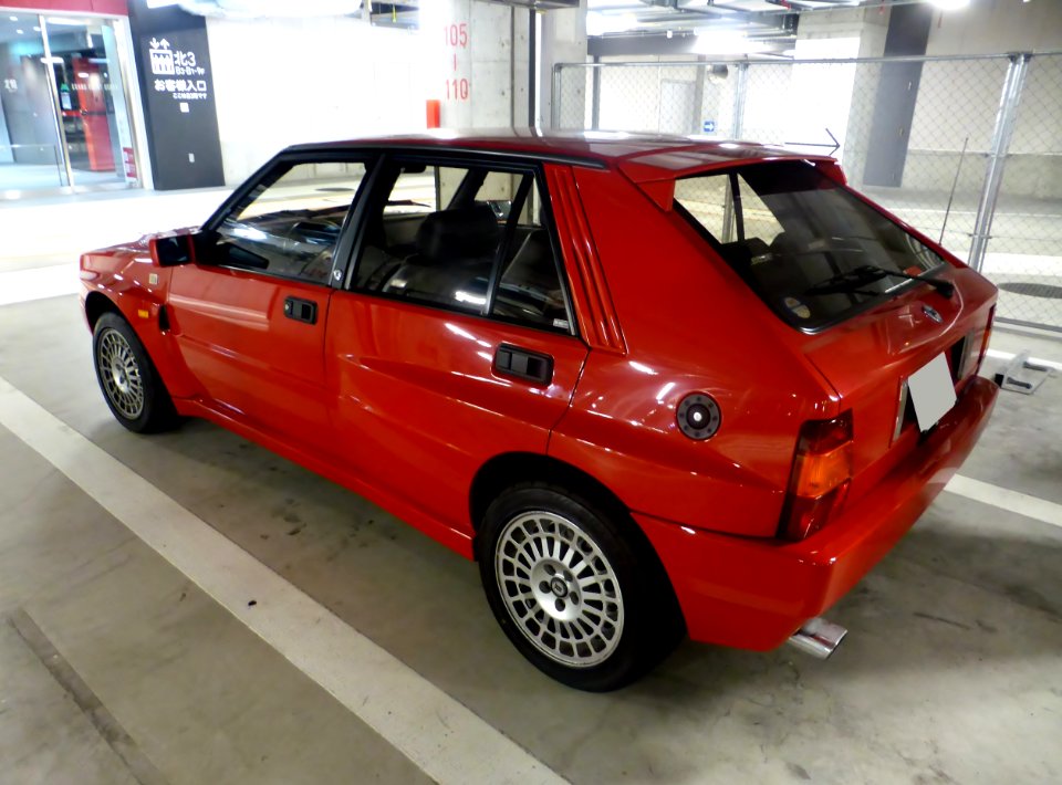The rearview of 1st generation Lancia DELTA HF Integrale 16V Evoluzione